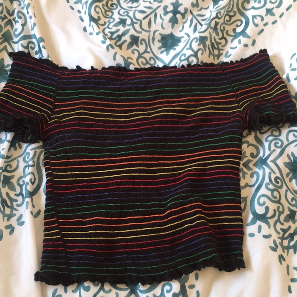 rainbow off-shoulder tube top